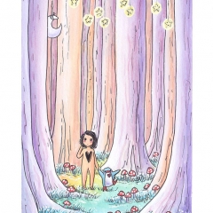 "Which Way?" (2021)Watercolor, ink and white gouache on watercolor paper, 5.8 x 8.3 in., online