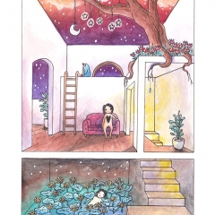 "Room #3" (2021)Watercolor, ink and white gouache on watercolor paper, 5.8 x 8.3 in., online