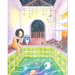 "Room #7" (2021)Watercolor, ink and white gouache on watercolor paper, 5.8 x 8.3 in., online