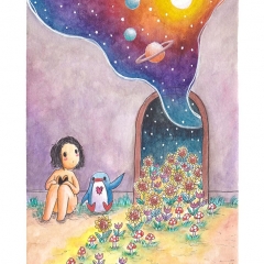 "Door #2" (2021)Watercolor, ink and white gouache on watercolor paper, 5.8 x 8.3 in., online