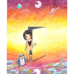 "Door #3" (2021)Watercolor, ink and white gouache on watercolor paper, 5.8 x 8.3 in., online