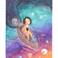 "Always Held Back" (2021)Watercolor, ink and white gouache on watercolor paper, 5.8 x 8.3 in., online