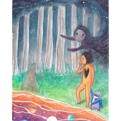 "The Final Test" (2021)Watercolor, ink and white gouache on watercolor paper, 5.8 x 8.3 in., online