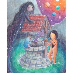 "Greatest Wish" (2021)Watercolor, ink and white gouache on watercolor paper, 5.8 x 8.3 in., online