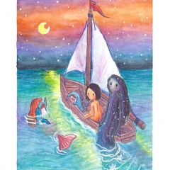 "Keep Sailing!" (2021)Watercolor, colour pencil, ink and white gouache on watercolor paper, 5.8 x 8.3 in., online