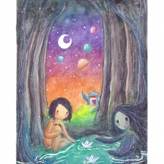 "Easier to Hide" (2021)Watercolor, ink and white gouache on watercolor paper, 5.8 x 8.3 in., online