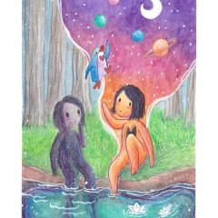 "Be The Dream" (2021)Watercolor, ink and white gouache on watercolor paper, 5.8 x 8.3 in., online