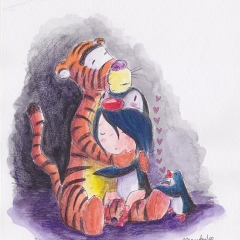 Illustration: Stripey Shoulder To Cry On (2015), watercolor, color pencil and ink on paper. 72dpi
