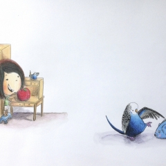 Blue-Budgie-children-illustration-girl-MaryAnn-Loo