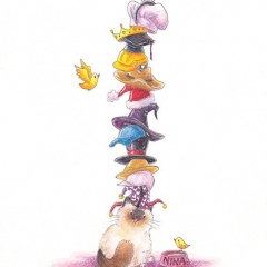 Nina Many Hats-2019-cat-art-illustration-MaryAnn-Loo
