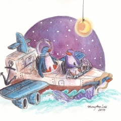 Penguin-Boat-Plane-Adventure-2017-travel-ocean-art-illustration-MaryAnn-Loo