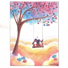 Tree-Swing-2013-penguin-love-art-illustration-MaryAnn-Loo