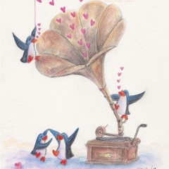 music-lovers-illustration-gramophone-love-penguins-dance-MaryAnn-Loo