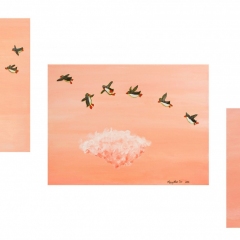 Flight-dreamers-triptych-flying-penguins-MaryAnn-Loo