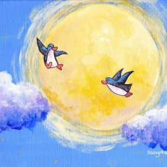 fly-me-to-moon-illustration-painting-art-penguin-cloud-MaryAnn-Loo