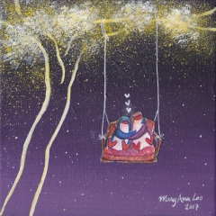 Starry-Tree-Swing-2017-penguin-love-art-illustration-painting-MaryAnn-Loo