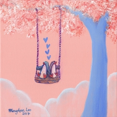 Tree-Swing-3-2017-penguin-love-art-painting-MaryAnn-Loo