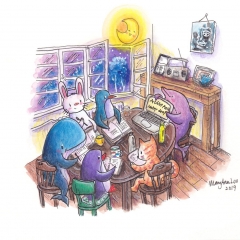 "Bulgarian Language Lesson" (2019)Watercolor, ink and color pencil on paper, 8.3 x 5.8 in.online