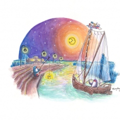 "Lagoon" (2019)Watercolor, ink and color pencil on paper, 11.7 x 8.3 in.600dpi