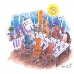 "Let's Draw Comics" (2019)Watercolor, ink and color pencil on paper, 8.3 x 5.8 in.online