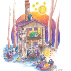 "Rucka" (2019)Watercolor, ink and color pencil on paper, 8.3 x 11.7 in.online